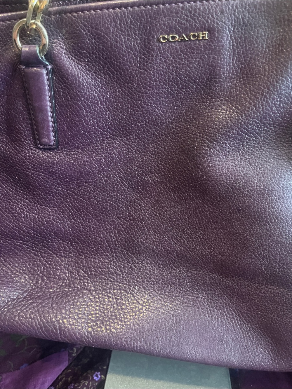 Coach Madison Leather North South Tote in Black Violet - Picture 4 of 14